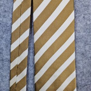 SARAR Necktie Gold & Beige Diagonal Stripes 100% Silk‎ 3.5"x60" Italian Styled